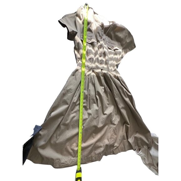 J.G. Hook Button-Down Pleated ShirtDress Size 10 Tan Pockets Demure - Picture 8 of 12